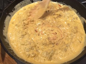 This recipe shows you how to make cheese sauce with or without chorizo.